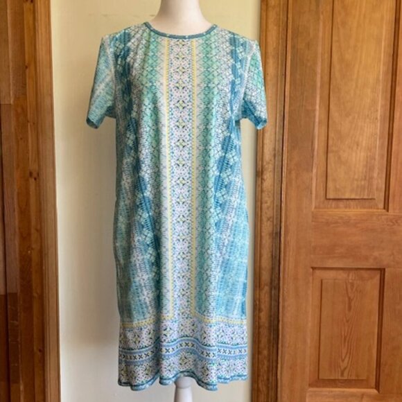 CABANA LIFE Short Sleeve Knit Shift Dress UPF 50 - Picture 1 of 16